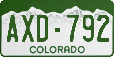 CO license plate AXD792