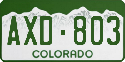 CO license plate AXD803