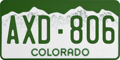 CO license plate AXD806