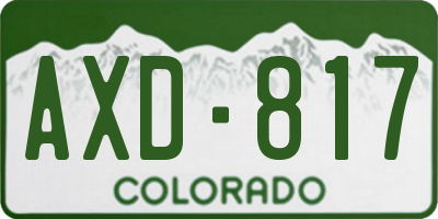 CO license plate AXD817