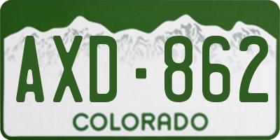 CO license plate AXD862