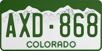 CO license plate AXD868