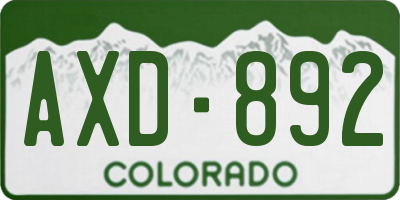 CO license plate AXD892