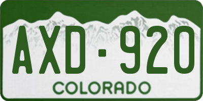 CO license plate AXD920