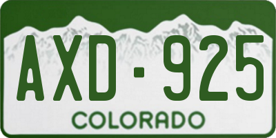 CO license plate AXD925
