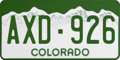 CO license plate AXD926