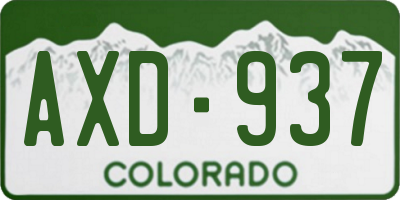 CO license plate AXD937