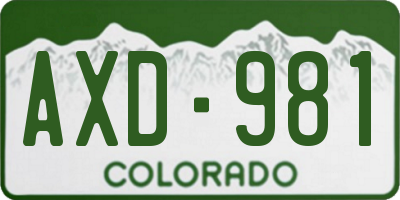 CO license plate AXD981