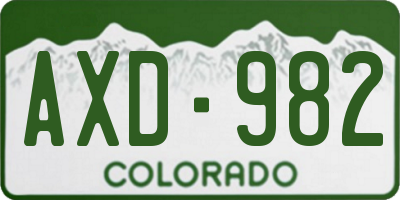 CO license plate AXD982