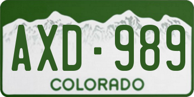 CO license plate AXD989