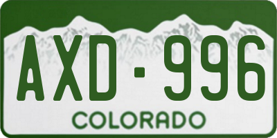 CO license plate AXD996