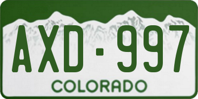 CO license plate AXD997