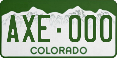 CO license plate AXE000