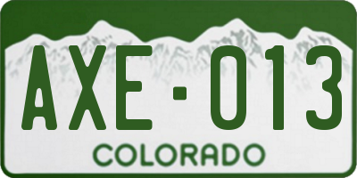CO license plate AXE013