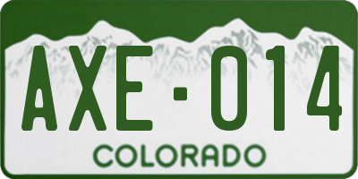 CO license plate AXE014