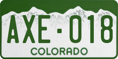 CO license plate AXE018