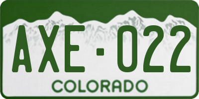 CO license plate AXE022