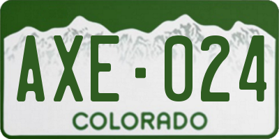 CO license plate AXE024