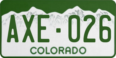 CO license plate AXE026