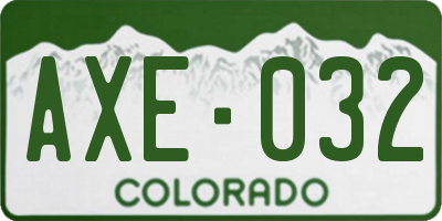 CO license plate AXE032