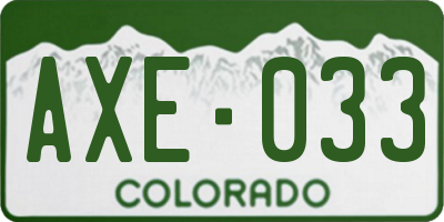 CO license plate AXE033
