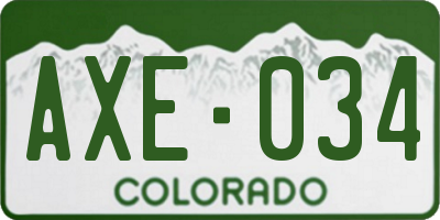 CO license plate AXE034