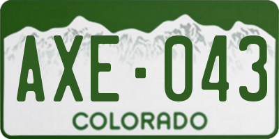 CO license plate AXE043