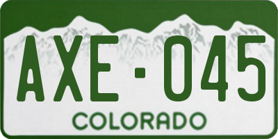 CO license plate AXE045