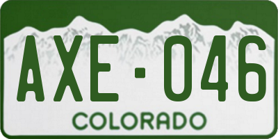 CO license plate AXE046
