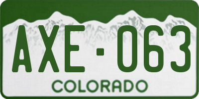 CO license plate AXE063