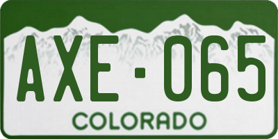 CO license plate AXE065