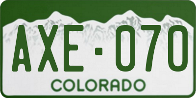 CO license plate AXE070