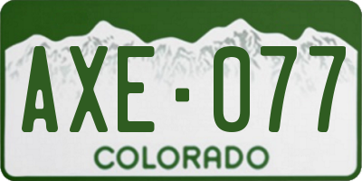 CO license plate AXE077