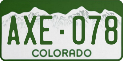 CO license plate AXE078