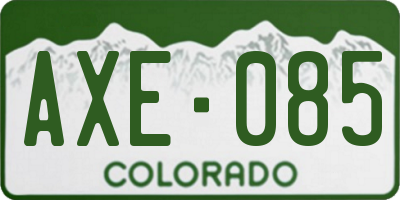 CO license plate AXE085
