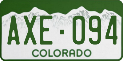 CO license plate AXE094