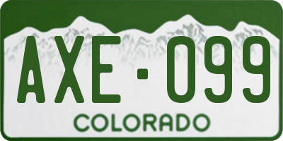CO license plate AXE099