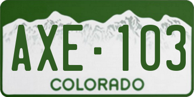CO license plate AXE103