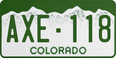 CO license plate AXE118