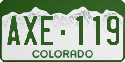 CO license plate AXE119