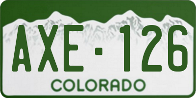 CO license plate AXE126
