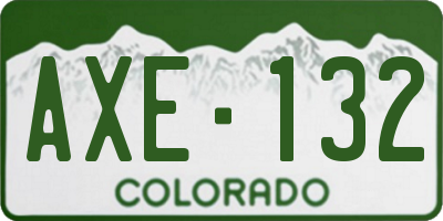 CO license plate AXE132