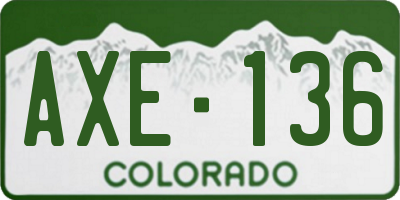 CO license plate AXE136