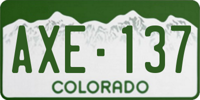 CO license plate AXE137