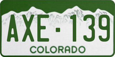 CO license plate AXE139