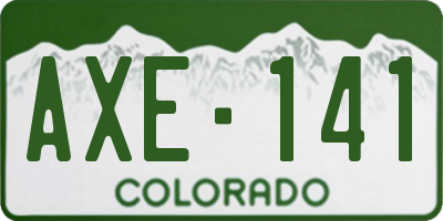 CO license plate AXE141