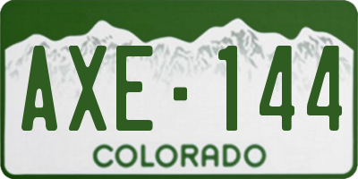 CO license plate AXE144