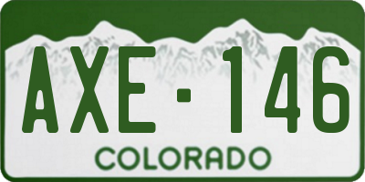 CO license plate AXE146