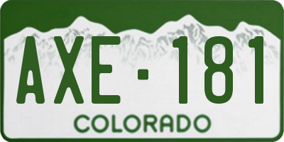 CO license plate AXE181
