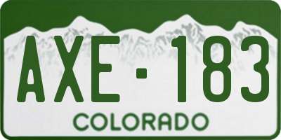 CO license plate AXE183